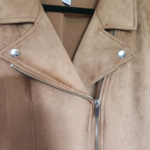 Old Navy *NEW Plus Size Faux Suede Tan Camel  Moto Jacket Size XXL - Picture 8 of 13